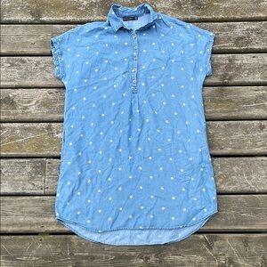 Amanda Green Blue Polka Dot Shirt Dress Size Medium